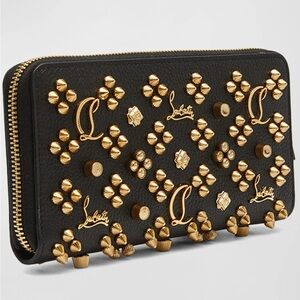 Christian Louboutin Black Leather Wallet with Gold Embellishments